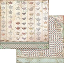 Хартии за скрапбукинг Stamperia - Чайници - 30.5 x 30.5 cm от колекцията Alice - 