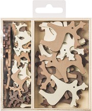 Дървени фигурки - Еленчета - Комплект от 54 броя в кутия - 