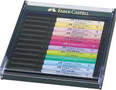 Маркери с връх тип четка Faber-Castell Pastel tones - 12 цвята от сериятаPitt Artist Pens - 