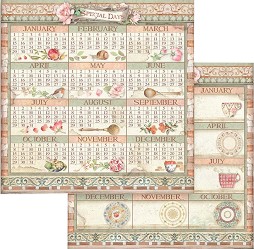 Хартия за скрапбукинг Stamperia - Календар - 30.5 x 30.5 cm от колекцията Casa Granada - 