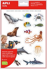 Образователни стикери Apli Kids - Морски животни - 30 броя - 