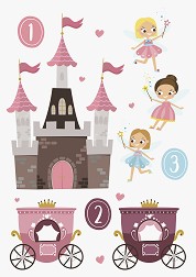 Самозалепващи стикери Heyda Counting and Fairies - 3 листа с формат A4 - 