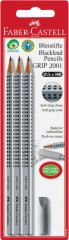 Графитни моливи Faber-Castell Grip 2001 - 3 броя и гума - 