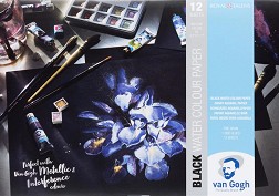 Скицник за акварел с черни листове Royal Talens - 12 листа, 360 g/m<sup>2</sup> от серията Van Gogh - скицник