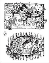 Силиконови печати Viva Decor - Коледна звезда и птица - 14 x 18 cm - 