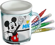 Моливник за оцветяване Disney Mickey - С 4 маркера и 3 листа за оцветяване на тема Мики Маус и приятели - 