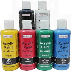 Матови акрилни бои Daily Art Artist - 6 цвята x 100 ml - боя