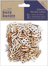 Букви от дърво Docrafts - 200 броя от серията Bare basics - 