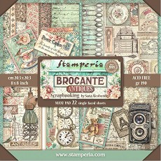 Хартии за скрапбукинг Stamperia - Пазар за антики - 10 листа от колекцията Brocante Antiques - 