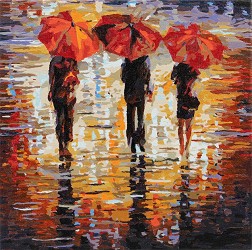 Рисуване по номера Craft Buddy - Под дъжда - 30 x 30 cm - 