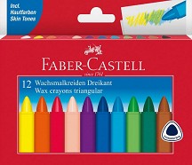 Восъчни пастели Faber-Castell - 12 цвята - 