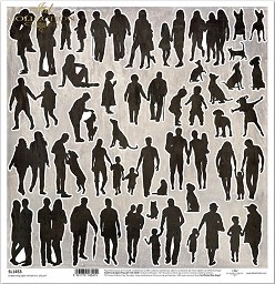 Хартия за скрапбукинг ITD Collection - Силуети - 31 x 32 cm - 