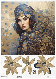 Декупажна хартия ITD Collection - Портрет с ар нуво мотиви - A3 - 