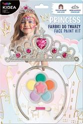 Бои за лице Kidea Princess - 6 цвята с апликатор и корона - 