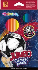 Цветни моливи Colorino Kids Jumbo - Футбол - 12 цвята от серията Football - 