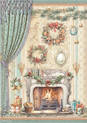 Декупажна хартия Stamperia - Камина - A4 от колекцията The Nutcracker - 