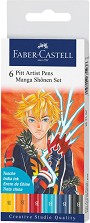 Маркери Faber-Castell Manga Shonen - 6 цвята от серията Pitt Artist Pens - 