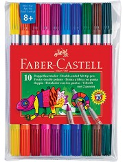 Двустранни флумастери Faber-Castell - 10 цвята - 