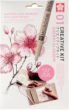 Джобен комплект за рисуване Sakura Creative Kits: Cherry Blossom - 6 части - 