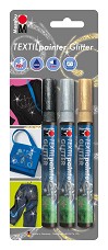 Маркери за текстил с брокатен ефект Marabu - 3 цвята - 