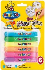 Декоративни лепила с брокат Carioca - 6 цвята - 