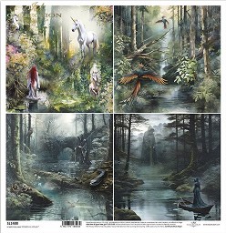 Хартия за скрапбукинг ITD Collection - Вълшебна гора - 31 x 32 cm - 