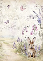 Декупажна хартия Stamperia - Зайче - A4 от колекцията Lavender - 