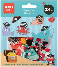 Самозалепващи стикери от EVA пяна Apli Kids - Пирати - 24 броя - 